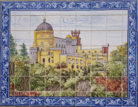 Handbeschilderd tegelpaneel Palácio da Pena (63 tegels 15x15cm)