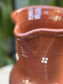Handgemaakte Waterkan 1500 ml met handgreep | Mafra Bloemen | Portugees Aardewerk | H 23 cm