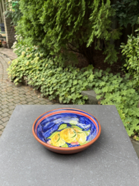 Lage Serveerschaal Ø 22 cm | Handbeschilderd Portugees Aardewerk | Blauw met Citroenen