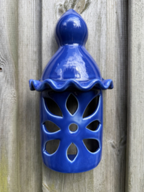Portugese Wandlantaarn Faro | Handgemaakt Steengoed | Paarsblauw Geglazuurd | 30 cm