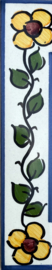 Keramische rand Lisboa / gele bloemen (15x3cm)