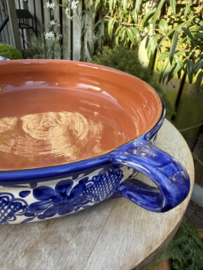 Handgemaakte Portugese Ovenschaal Rond Blauw | 2-3 Personen | Alentejo