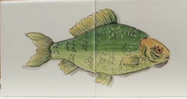 Handbeschilderd tegelpaneel Dourado / visjes collectie (2 tegels 15x15cm)