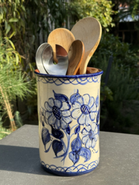 Wijnkoeler "Monsaraz" | Wit met Blauw | Handgemaakt Portugees Aardewerk | 21,5 cm