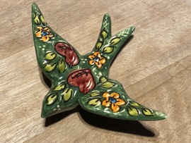 Keramische zwaluw met patroon 15,5x12cm