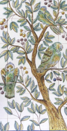 Handbeschilderd tegelpaneel Papagaios (63 tegels 14x14cm)