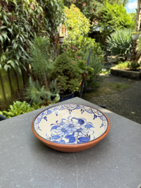 Lage Serveerschaal Ø 22 cm | Handbeschilderd Portugees Aardewerk | Wit met Blauw Bloemmotief