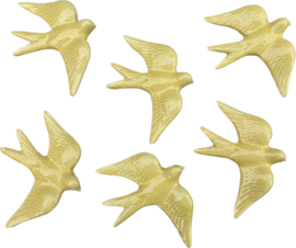Keramische zwaluw pastel geel 16x12,5cm