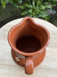 Handgemaakte Waterkan 1500 ml met handgreep | Mafra Bloemen | Portugees Aardewerk | H 23 cm
