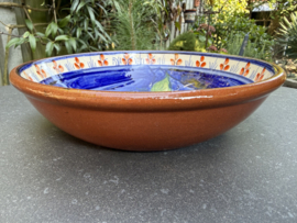 Lage Serveerschaal Ø 22 cm | Handbeschilderd Portugees Aardewerk | Blauw met Citroenen
