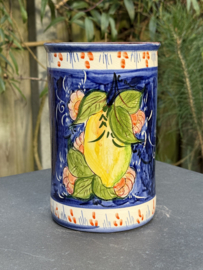 Wijnkoeler "Monsaraz" | Blauw Citroenmotief | Handgemaakt Portugees Aardewerk | 21,5 cm