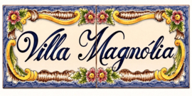 Handbeschilderd Portugees Naambord | 2 tegels | 40 x 15 cm | Patroon 23