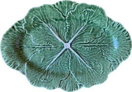 Ovale serveerschaal groen 37x26cm koolbladeren collectie Bordallo Pinheiro (R-11393)