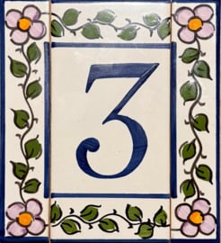 Keramische tegel Lisboa / cijfer 3 (15x7,5cm)