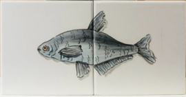 Handbeschilderd tegelpaneel Tilapia / visjes collectie (2 tegels 15x15cm)