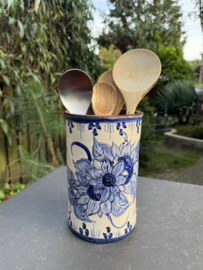 Wijnkoeler "Monsaraz" | Wit met Blauw | Handgemaakt Portugees Aardewerk | 21,5 cm