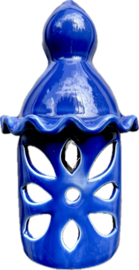 Portugese Wandlantaarn Faro | Handgemaakt Steengoed | Paarsblauw Geglazuurd | 30 cm