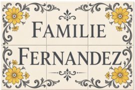 Handbeschilderd Portugees Naambord | 6 tegels | 45 x 30 cm | Patroon 43