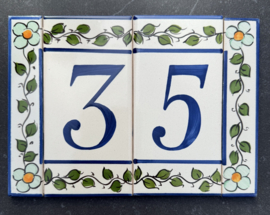 Keramische rand Lisboa / mintgroene bloemen (15x3cm)