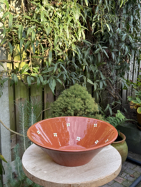 Handgemaakte Grote Conische Saladeschaal | Mafra Bloemen | Portugees Aardewerk | Ø 31 x H 10 cm