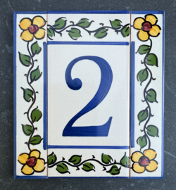 Keramische rand Lisboa / gele bloemen (15x3cm)