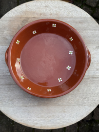 Handgemaakte Ronde Serveerschaal met Handvatten | Mafra Bloemen | Portugees Aardewerk | Ø 20 x H 3,5 cm