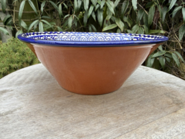 Ronde Diepe Schaal Ø 22,5 cm | Handbeschilderd Portugees Aardewerk | Blauw-Wit Motief
