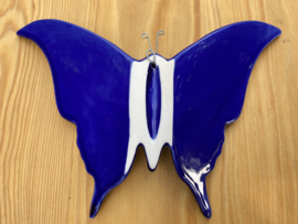 Keramische vlinder kobaltblauw 17x23cm