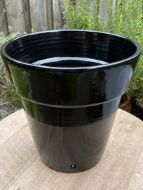 Bloempot met schotel Lexim / zwart / groot