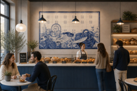 Portugees Tegeltableau Bij de Bakker (35 tegels) | 105 x 75 cm | Handbeschilderd