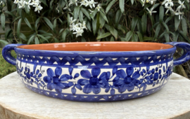 Handgemaakte Portugese Ovenschaal Rond Blauw | 2-3 Personen | Alentejo