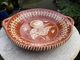 Ronde Schaal met Handgrepen | Portugees Aardewerk | Ø 26 x H 5 cm