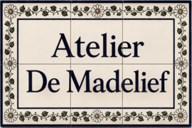 Handbeschilderd Portugees Naambord | 6 tegels | 45 x 30 cm | Patroon 32