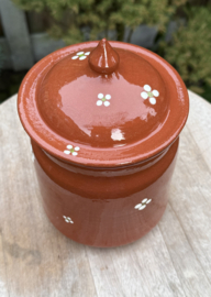 Handgemaakte Voorraadpot met Deksel | Mafra Bloemen | Portugees Aardewerk | Ø 13 x H 22 cm