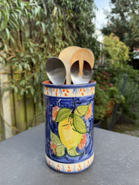 Wijnkoeler "Monsaraz" | Blauw Citroenmotief | Handgemaakt Portugees Aardewerk | 21,5 cm