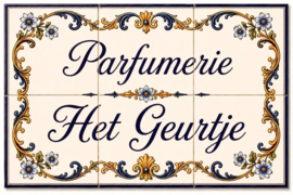 Handbeschilderd Portugees Naambord | 6 tegels | 45 x 30 cm | Patroon 37