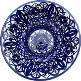 Ronde Diepe Schaal Ø 22 cm | Handbeschilderd Portugees Aardewerk | Blauw-Wit Motief