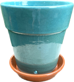 Bloempot met schotel Tamariz / mint turquoise / medium