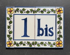 Huisnummer toevoeging "bis" | Tegel "Lisboa" | Handbeschilderd Portugees Keramiek | 15 x 7,5 cm