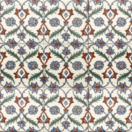 Handbeschilderd tegelpaneel Isparta (9 Iznik tegels 26x26cm)