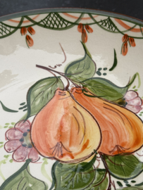 Lage Serveerschaal Ø 22 cm | Handbeschilderd Portugees Aardewerk | Gebroken Wit met Peren