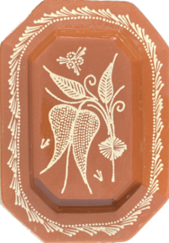 Langwerpige serveerschaal 35x25cm / bruin aardewerk Barcelos collectie