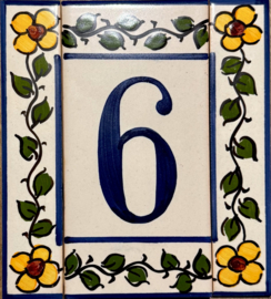 Keramische tegel Lisboa / cijfer 6 (15x7,5cm)