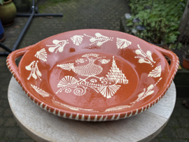 Ronde Schaal met Handgrepen | Portugees Aardewerk | Ø 29,5 x H 5 cm