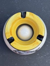 Handbeschilderde Waterasbak Sardines | Geel | Portugees Steengoed | Ø 12 x 7 cm