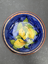 Lage Serveerschaal Ø 22 cm | Handbeschilderd Portugees Aardewerk | Blauw met Citroenen