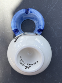 Handbeschilderde Waterasbak Sardines | Lavendelblauw | Portugees Steengoed | Ø 12 x 7 cm