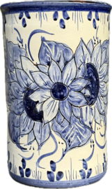 Wijnkoeler "Monsaraz" | Wit met Blauw | Handgemaakt Portugees Aardewerk | 21,5 cm