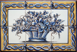 Handbeschilderd tegelpaneel Aveiro (6 tegels 15x15cm)