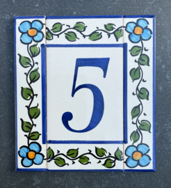 Keramische rand Lisboa / turquoise bloemen (15x3cm)
